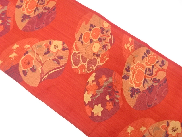 花に波千鳥模様織り出し袋帯